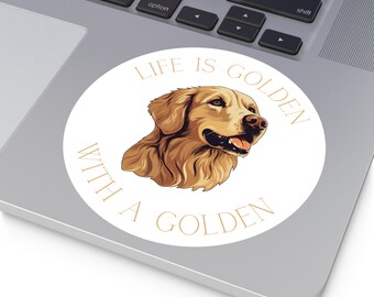 Golden Retriever Vinyl Sticker: Dog Breed Laptop Decal