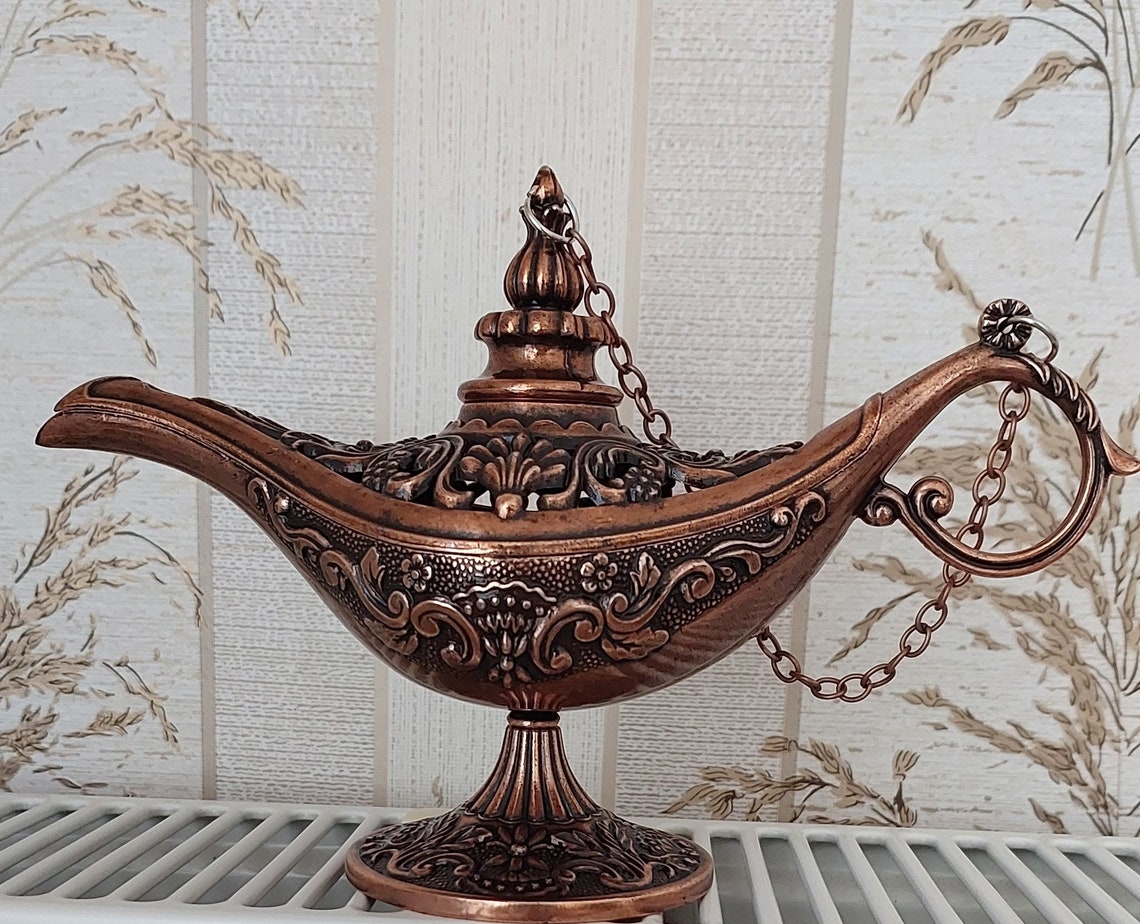 Aladdin Lamp Genie Lamp Incense Burner Silveraladdin Oil Etsy