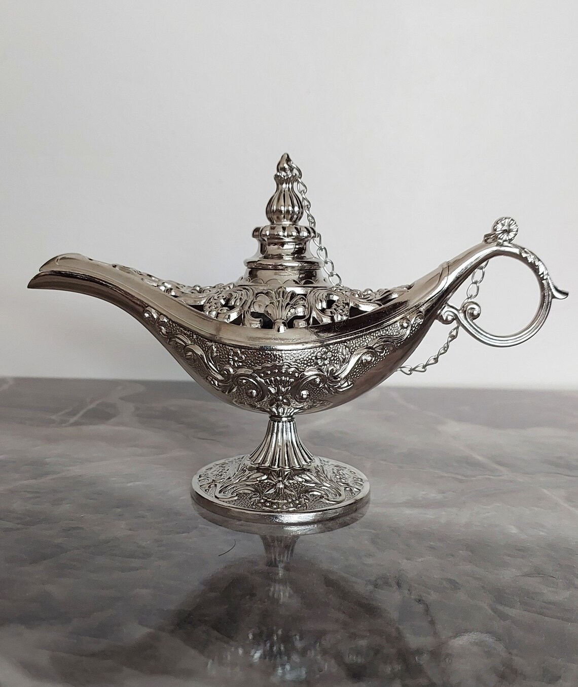 Aladdin Lamp Genie Lamp Incense Burner Silveraladdin Oil Etsy