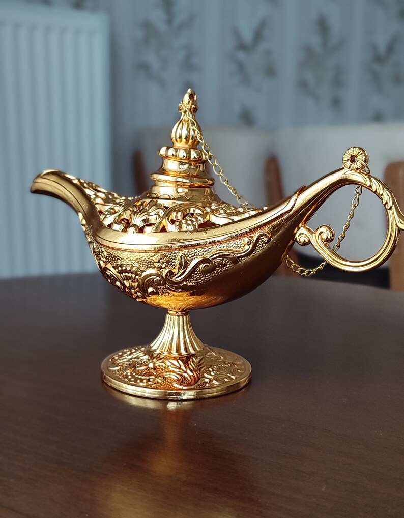 Aladdin Lamp Genie Lamp Incense Burner Silveraladdin Oil Etsy