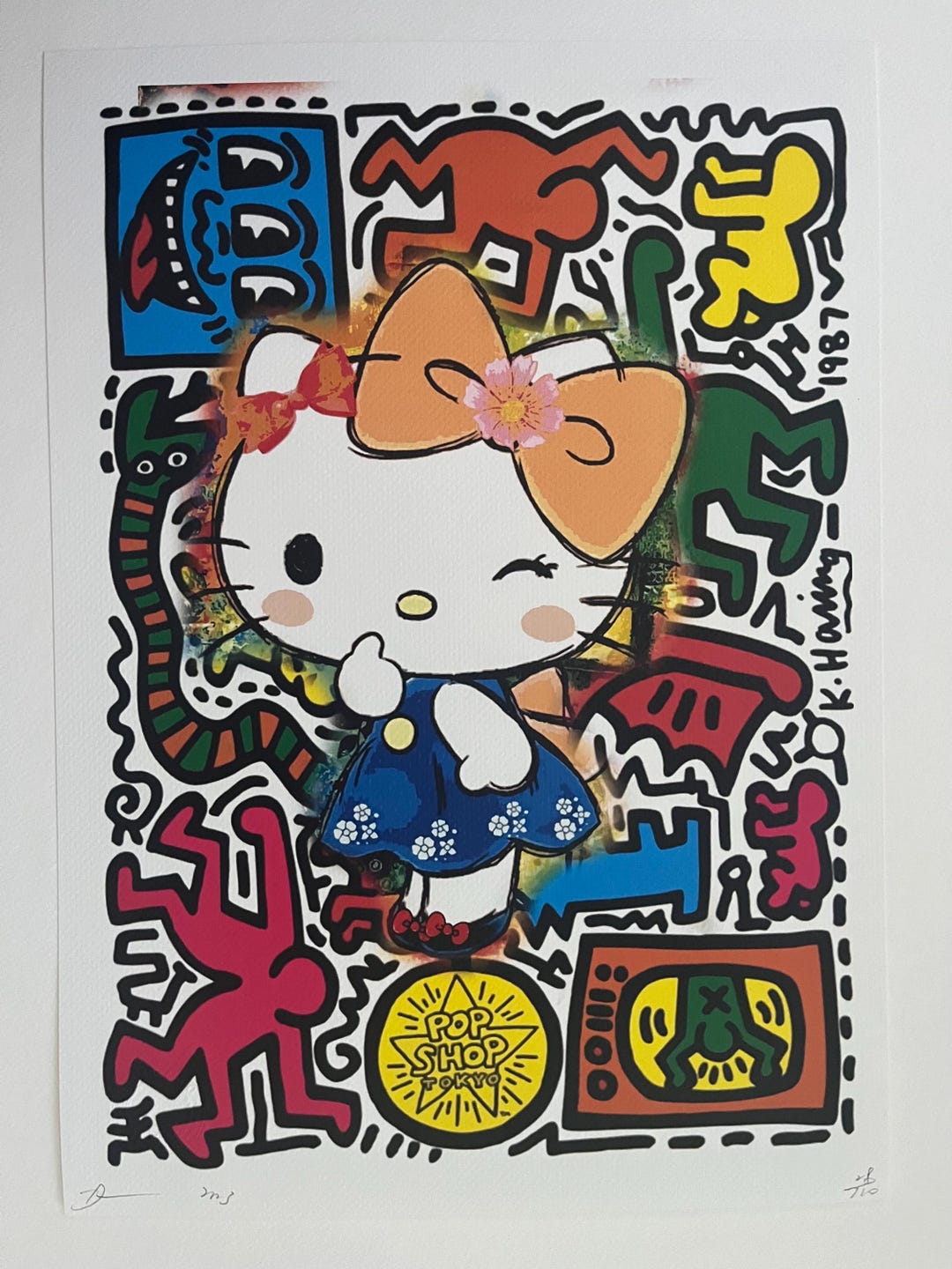 DEATH NYC Hello Kitty 版画 証明書、額装付き（Death NYC
