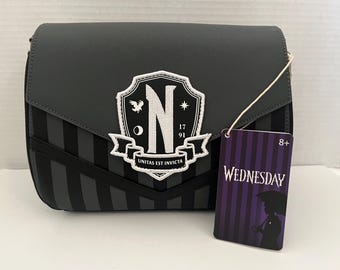 NWT Loungefly Nevermore Wednesday Purse, Goth Fashion, Tim Burton, Adams Family