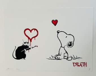 DEATH NYC Hand Signed Street Art Print Framed Large 16x20 in With