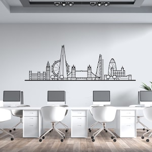 London City Skyline Wall Decal,Travel Tours Wall Sticker,Skyline  Wall Decor,Office Wall Art,Window Sticker,Vinyl Letter,DecorSticker CY0003