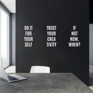Calcomanía de pared con citas, pegatina de pared con citas, arte de pared, citas motivacionales, calcomanía de citas de oficina, calcomanía de vinilo, letras de vinilo TW0251
