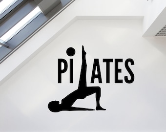 Pilates Wall Decal Pilates Wall Sticker Yoga Wall Art Pilate Wall Decor Gym Wall Decal Gym Wall Sticker Gym Wall Art Meditation Decal YY0092