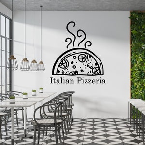 Autocollant mural de pizza, autocollant mural de pizza, art mural de citations de pizza, autocollant mural de tranche de pizza, autocollant mural de magasin de pizza, décor mural de pizza PZ0007