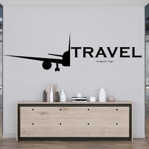 Personalized Travel Logo Wall Decal,Travel Tours Wall Sticker,Travel Wall Decor,Office Wall Art,Window Sticker,Vinyl Letter,Plane Art TR0015
