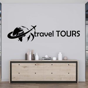 Travel Tours Wall Decal,Travel Tours Wall Sticker,Travel Wall Decor,Office Wall Art,Window Sticker,Vinyl Letter,Plane Wall Sticker TR0002