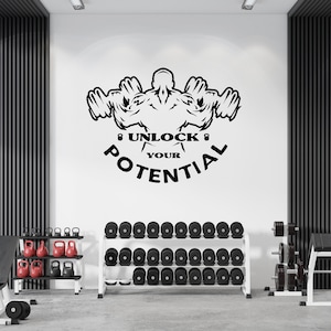 Unclock The Potential ,Gym Wall Decal, Motivational Gym Quotes, Gym Wall Art, Home Gym Decor,Fitness Wall Decal,Inspiration GY0038