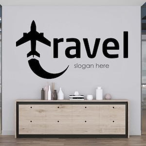 Personalized Travel Logo Wall Decal,Travel Tours Wall Sticker,Travel Wall Decor,Office Wall Art,Window Sticker,Vinyl Letter,Plane Art TR0006