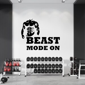 Beast Mode On,Gym Wall Decal, Motivational Gym Quotes, Gym Wall Art, Home Gym Decor, Vinyl Lettering, Fitness Wall Decal GY0016