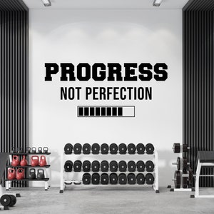 Progress Not Perfection,Gym Wall Decal, Motivational Gym Quotes, Gym Wall Art, Home Gym Decor, Vinyl Lettering, Fitness Wall Decal GY0020