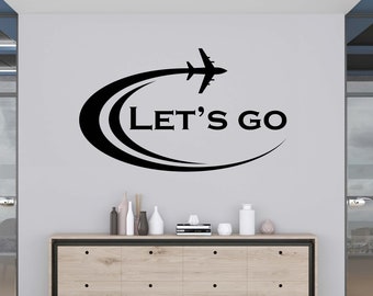 Adesivo da parete aereo da viaggio, adesivo da parete per tour di viaggio, decorazione da parete da viaggio, arte da parete per ufficio, adesivo per finestra, lettera in vinile, adesivo da parete aereo TR0019