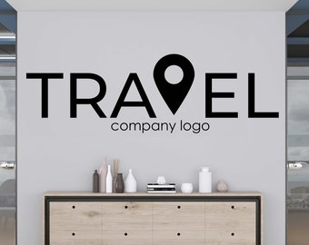 Decalcomanie da muro con logo di viaggio personalizzato, adesivo da parete per tour di viaggio, decorazione da parete da viaggio, arte da parete per ufficio, adesivo per finestra, lettera in vinile, arte aereo TR0012