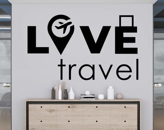 Adesivo da parete aereo da viaggio, adesivo da parete per tour di viaggio, decorazione da parete da viaggio, arte da parete per ufficio, adesivo per finestra, lettera in vinile, adesivo da parete aereo TR0011
