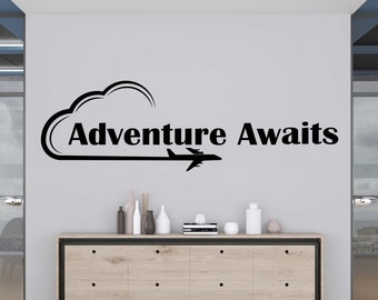 Adesivo da parete aereo da viaggio, adesivo da parete per tour di viaggio, decorazione da parete da viaggio, arte da parete per ufficio, adesivo per finestra, lettera in vinile, adesivo da parete aereo TR0018