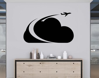 Adesivo da parete aereo da viaggio, adesivo da parete per tour di viaggio, decorazione da parete da viaggio, arte da parete per ufficio, adesivo per finestra, lettera in vinile, adesivo da parete aereo TR0020