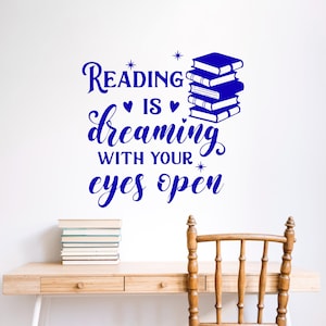 Calcomanía de pared con frase de libro educativo, decoración de pared para amantes de los libros, arte de pared con libros, calcomanía de pared con frase, calcomanía de libro, letra de vinilo, calcomanía para ventana BK0032