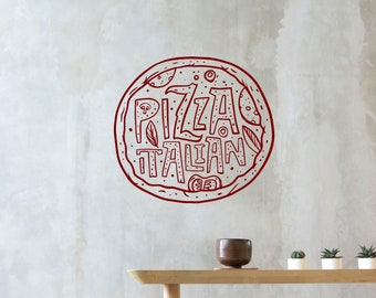 Decalcomania da muro per pizza, Adesivo da parete per pizza, Arte da parete con citazioni sulla pizza, Decalcomania da muro per fetta di pizza, Decalcomania da muro per pizzeria, Decorazione da parete per pizza PZ0049