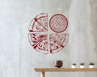 Decalcomania da muro per pizza,Adesivo da muro per pizza,Arte da parete con citazioni sulla pizza,Decalcomanie da muro per fetta di pizza,Decalcomanie da muro per pizzeria,Decorazione da parete per pizza PZ0046