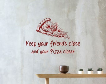 Decalcomania da muro per pizza, Adesivo da parete per pizza, Arte da parete con citazioni sulla pizza, Decalcomania da muro per fetta di pizza, Decalcomania da muro per pizzeria, Decorazione da parete per pizza PZ0047