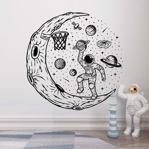Calcomanía de pared de astronauta, pegatina de pared de astronauta, calcomanía de pared de astronauta, calcomanía de vinilo para pared de niño, arte de pared BY0009