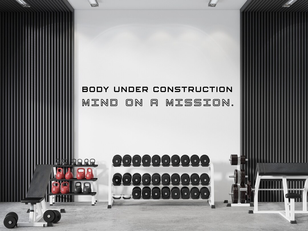 Body Under Construction,gym Wall Decal, Motivational Gym Quotes, Gym