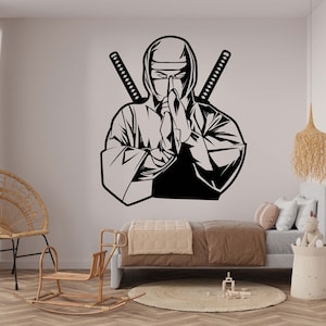 Ninja Wall Decal Ninja Wall Sticker Ninja Wall Decal Ninja Wall Art Ninja Wall Decor Assasin Wall Decal Asian Ninja Decor NI0001