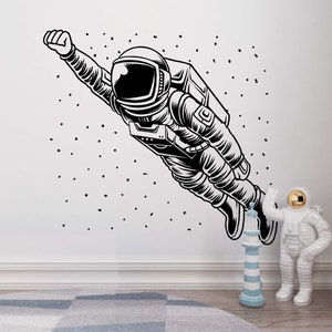 Calcomanía de pared de astronauta, pegatina de pared de astronauta, calcomanía de pared de astronauta, calcomanía de vinilo para pared de niño, arte de pared BY0007