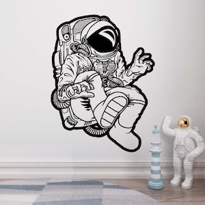 Calcomanía de pared de astronauta, pegatina de pared de astronauta, calcomanía de pared de astronauta, calcomanía de vinilo para pared de niño, arte de pared BY0014