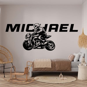 Motorcycle Wall Decal Motorcycle Wall Sticker Motorcycle Wall Art Boys Wall Decal Personalized Wall Decal Window Decal BOY0003
