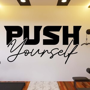 Calcomanía de pared de gimnasio, pegatina de pared de gimnasio, arte de pared de gimnasio, letra de vinilo, calcomanía de vinilo con citas de gimnasio, pegatina de pared de gimnasio, calcomanía de ventana GY0133