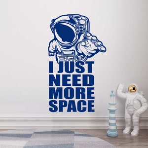 Calcomanía de pared de astronauta, pegatina de pared de astronauta, calcomanía de vinilo para pared de niño, arte de pared BY0022