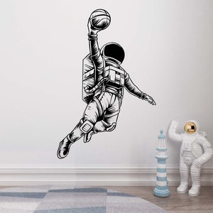Calcomanía de pared de astronauta, pegatina de pared de astronauta, calcomanía de pared de astronauta, calcomanía de vinilo para pared de niño, arte de pared BY0006