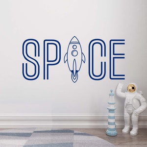 Calcomanía de pared de astronauta, pegatina de pared de astronauta, calcomanía de pared de astronauta, calcomanía de vinilo para pared de niño, arte de pared BY0025