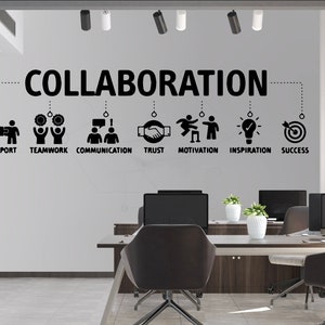 Collaboration, Success, Inspiration, Motivation, Trust, Communication, Teamwork, Wall Decal, Wall Stickers, Wall Decor, Wall Art OFF0001