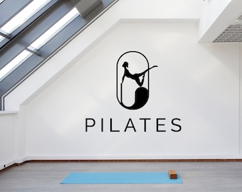 Pilates Wall Decal Pilates Wall Sticker Yoga Wall Art Pilate Wall Decor Gym Wall Decal Gym Wall Sticker Gym Wall Art Meditation Decal YY0079