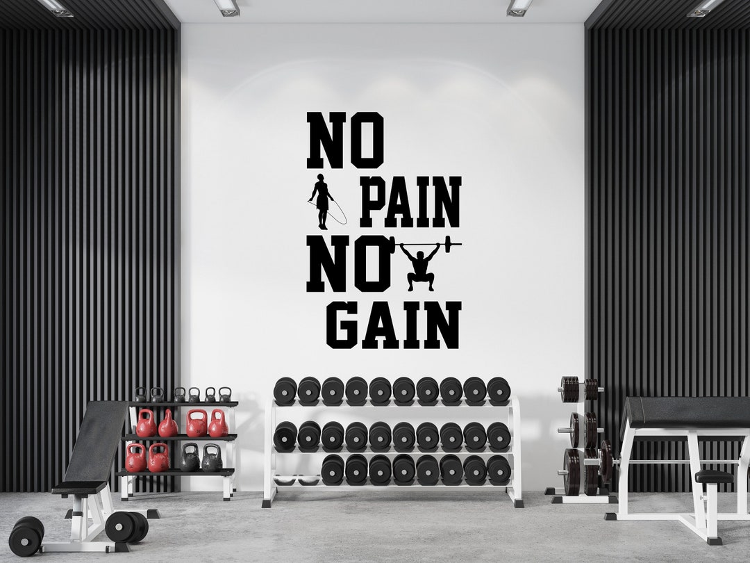 No Pain No Gain,gym Wall Decal, Motivational Gym Quotes, Gym Wall Art ...