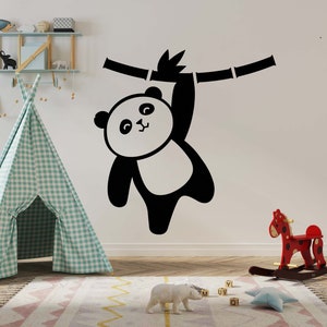Panda pared calcomanía Panda pared pegatina Panda pared decoración vivero pared calcomanía, habitación del bebé pared calcomanía niños pared arte animales pared pegatina PA0001
