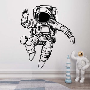 Calcomanía de pared de astronauta, pegatina de pared de astronauta, calcomanía de pared de astronauta, calcomanía de vinilo para pared de niño, arte de pared BY0015