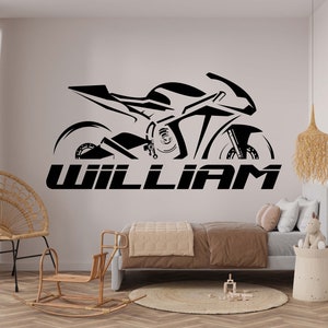 Motorcycle Wall Decal Motorcycle Wall Sticker Motorcycle Wall Art Boys Wall Decal Personalized Wall Decal Window Decal BOY0002