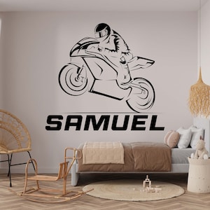 Motorcycle Wall Decal Motorcycle Wall Sticker Motorcycle Wall Art Boys Wall Decal Personalized Wall Decal Window Decal BOY0004