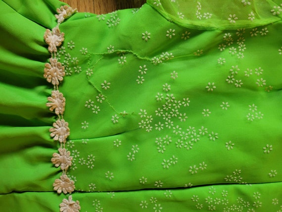 1970's does Renaissance lime green handmade dress… - image 7
