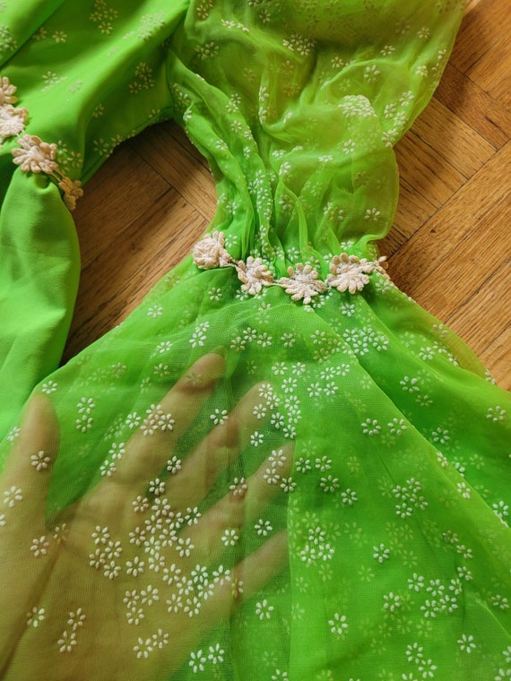 1970's does Renaissance lime green handmade dress… - image 5
