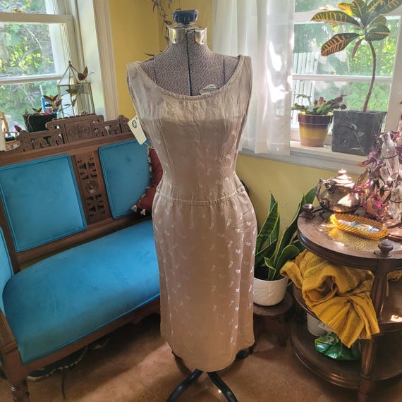 1950's Mr Mort grey sateen wiggle dress