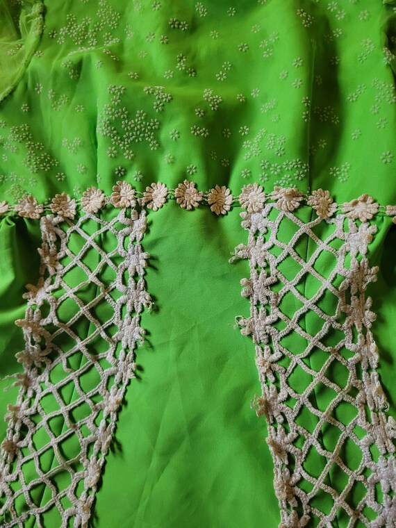 1970's does Renaissance lime green handmade dress… - image 3