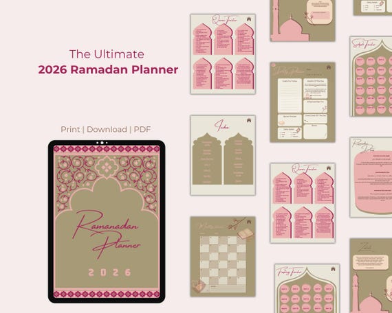 2026 Ramadan Planner: Islamic Journal, Quran, Fasting, Zakat, Sadaqah, Prayer Tracker (PDF Download)