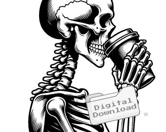 Skeleton Drinking Coffee SVG bundle
