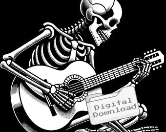Skelett spielt eine Gitarre SVG Bundle